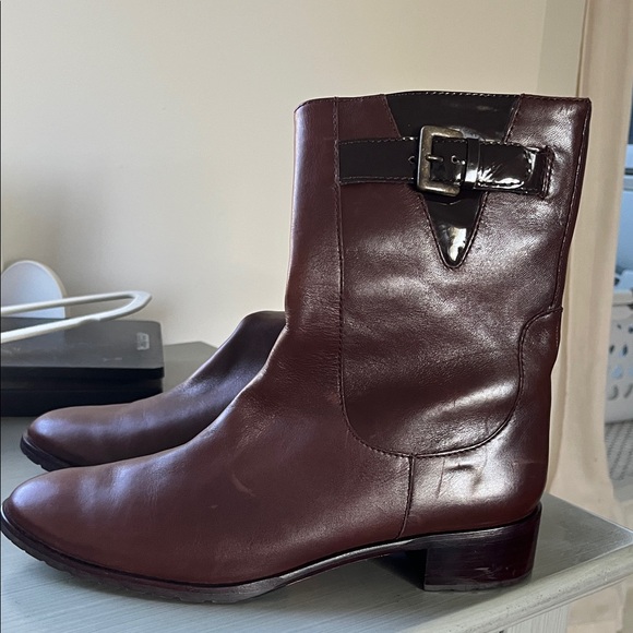 Cole Haan Leather Booties Brown Zip Up Sz 8.5 - Picture 1 of 8